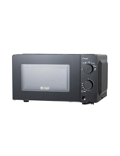 Commercial Chef 0.6 Cu. Ft. Countertop Microwave Oven, Mechanical Dial Controls, 700W, Pull Handle Door, 6 Power Levels, CHM660B, Black