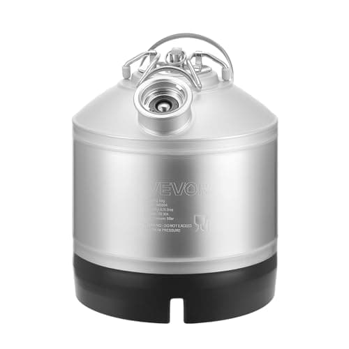 VEVOR Cleaning Keg, 1.75 Gallon/6.5L Keg Line Cleaning Kit with D Coupler Connection & Rubber Base, Beer Lines Cleaner Used for Beer Line Cleaning, 304Stainless Steel Kegerator Beers Lines Cleaner Kit