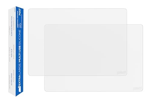 GASARÉ, Set of 2, Extra Large, Thick, Silicone Mats for Kitchen Counter, Heat Resistant Mats, Countertop Protector, Non-Slip, Easy to Clean, 25 x 17 Inches x 1.4mm, Semi-Transparent