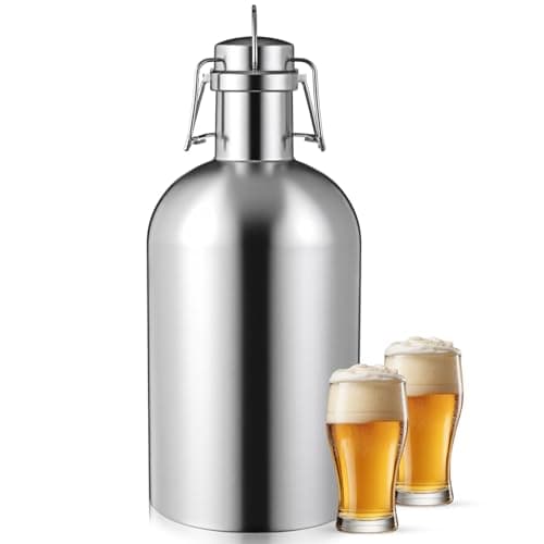 Maxdot 64 oz Stainless Steel Leak Proof Growler Single Walled Beer Growler 1/2 Gallon Glass Beer Growler Growlers for Beer Half Gallon Glass Jar with Lid Keep Fresh for Sports, Camping, Travel