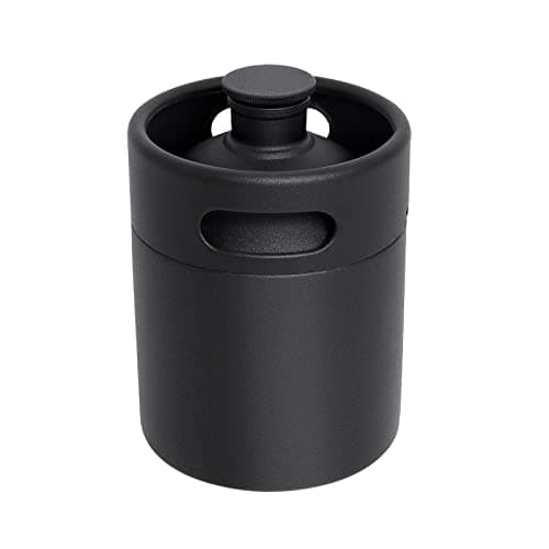 Mini Keg Growler, 64 OZ 304 Stainless Steel Mini Beer Keg with Seal knob Cover, Pressurized Growler with No Scratch Matte Black Powder Coated for Home kitchen Brewing Beer(2L)