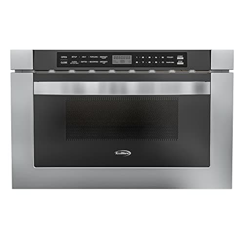 KoolMore 24 Inch Stainless-Steel Microwave Drawer with 1.2 cu. ft. Capacity, 1000W Power with 10 Custom Cooking Levels, Memory, and Timer Functions, Wall-Mounted with Flat Bottom (KM-MD-1SS)