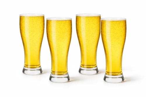 Pilsner Beer Glasses Set of 4 – Classic Tall Craft Beer Cups for IPA, Lager, and Ales – Solid Glassware for Men & Women – 12oz Bar Glass Set – Great Beer Gifts for Him, Her, or Home Bar