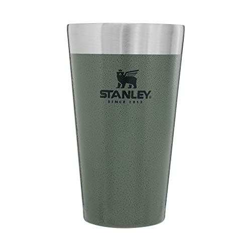 STANLEY Adventure Stacking Beer Pint Glass 16oz | Stackable Drinking Cup for Cold Beverages | Dishwasher Safe | Insulated Stainless Steel Tumbler | BPA-Free | Hammertone Green