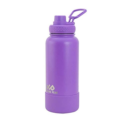 Highland Peak 32 oz Stainless Steel Double Wall Insulated Water Bottle and Beer Growler Wide Mouth Canteen - Hot and Cold - BPA Free Metal Thermos Flask (32 oz, Purple)