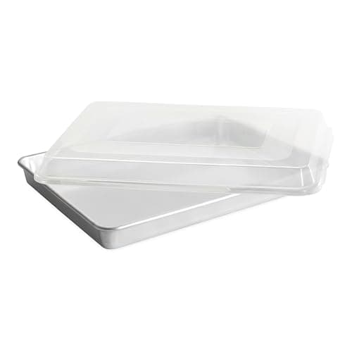 Nordic Ware Extra Large High-Sided Baking Pan, 21.1 x 15 x 2 inches, XL Big baking pan Natural Uncoated Aluminum, Reinforced Steel Rim Prevents Warping, Big Batch with Lid