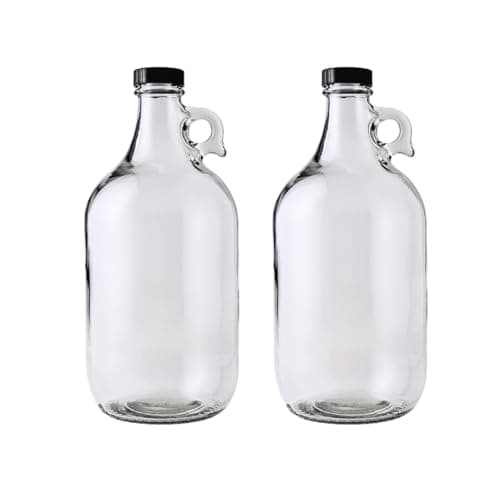 FastRack - 0.5 Gallon Glass Jugs | 2 Pack with Polyseal Caps | Clear Half Gallon Glass Jug Ideal for Beverage Storage, Versatile 1/2 G Jug with Airtight Cap for Fermenting & Storing Liquids