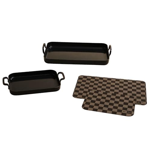 Our Place Essentials 4-Piece Griddle Pan Set | Nonstick Griddle Standard & Mini with Reusable Silicone Oven Mats | Thermakind™ PFAS-Free Nonstick, Oven Safe, Stovetop to Oven Versatility | Char