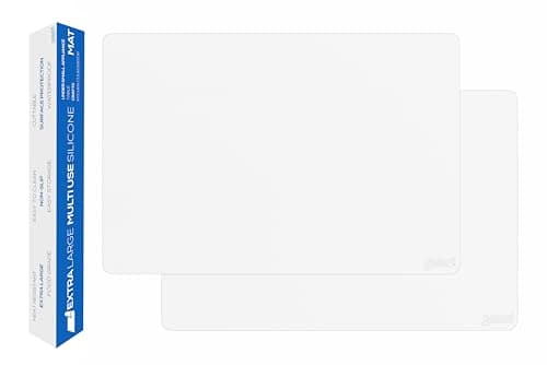 GASARÉ, Set of 2, Extra Large, Thick, Silicone Mats for Kitchen Counter, Heat Resistant Mats, Countertop Protector, Non-Slip, Easy to Clean, 25 x 17 Inches x 1.4mm, White