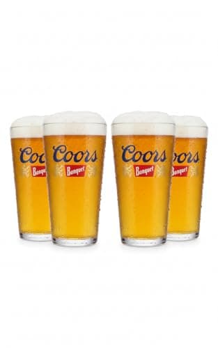 LORD'S ROCKS Coors Banquet Official 16 oz. Pint Glasses, Set of 4 – Classic Logo Glassware for Beer Lovers