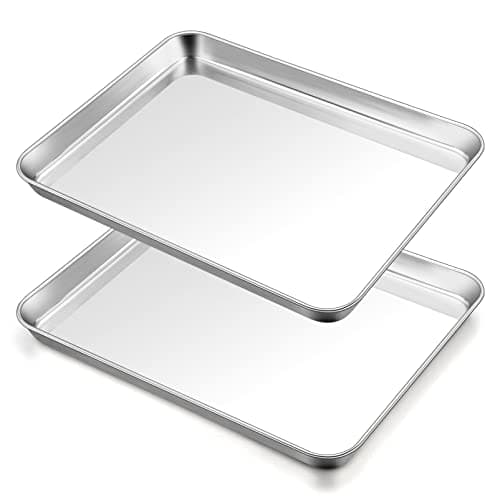 TeamFar Baking Sheet, 17.6’’ x 13’’ x 1’’ Stainless Steel Large Cookie Sheet Half Baking Pans, Non-toxic & Healthy, Easy Clean & Dishwasher Safe, Heavy Duty & Sturdy- Set of 2