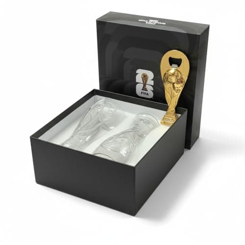 Official FIFA World Cup 2026 Edition - 17oz Shatterproof Trophy Pilsner Beer Cup & Bottle Opener Gift Set - Set of 2 with 6-inch Magnetic Bottle Opener Perfect for Tailgates, Pool Parties and BBQ’s