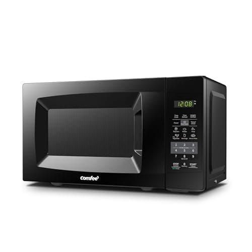 COMFEE' EM720CPL-PMB Countertop Microwave Oven with Sound On/Off, ECO Mode and Easy One-Touch Buttons, 0.7cu.ft, 700W, Black