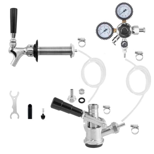 GANCOWISE Single Tap Kegerator Door Mount Conversion Kit with Dual Gauge CGA-320 Regulator & D-System Keg Coupler for Bars, Pubs, and Restaurants (CO2 Tank Not Included)