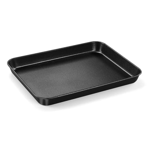 E-far Toaster Oven Tray, 10.5x8x1 Inch Nonstick Baking Cookies Sheet Pan for Oven, Small Metal Carbon Steel Baking Pan for Bacon Steak, Nontoxic & Easy Clean, Heat & Warp Resistant