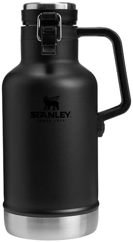 Stanley Classic Easy-Pour Growler 64 oz | Keeps Beer Cold or Coffee Hot | Leakproof Steel Lined Lid and Easy to Carry Handle | Insulated Stainless Steel | BPA-Free | Black 2.0