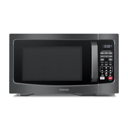 TOSHIBA EM131A5C-BS Countertop Microwave Ovens 1.2 Cu Ft, 12.4" Removable Turntable Smart Humidity Sensor 12 Auto Menus Mute Function ECO Mode Easy Clean Interior Black Color 1000W