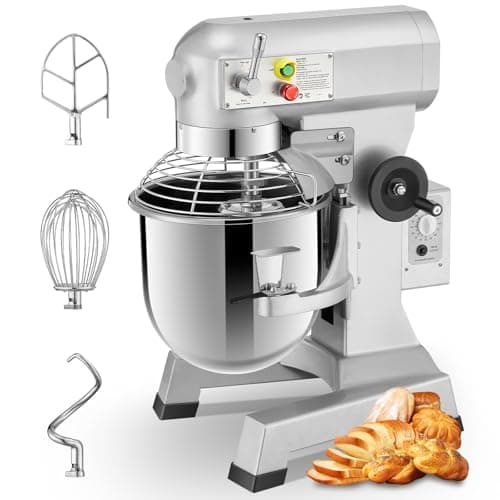 Commercial Mixer, 15/30QT Commercial Food Mixer, Dough Mixer with Stainless Steel Bowl, 3 Speeds Adjustable and Safety Guard, Dough Hook Whisk Beater Included, Ideal for Bakery Pizzeria (15QT)