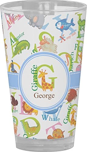 Personalized Animal Alphabet Pint Glass - Full Color