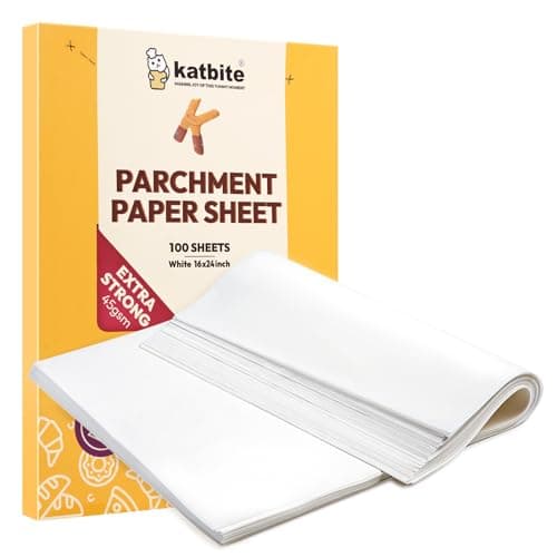 Katbite 16x24 inch Heavy Duty Parchment Paper Sheets, 100Pcs Precut Non-Stick Full Parchment Sheets for Baking, Cooking, Grilling, Frying and Steaming, Full Sheet Baking Pan Liners [Advanced Series]