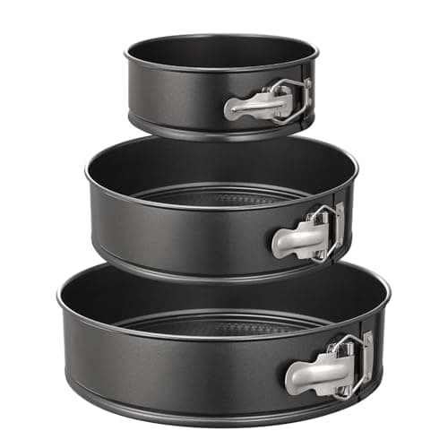 HIWARE Springform Pan Set of 3 Non-stick Leakproof Round Cake Pan Set Includes 3 Pieces 6" 8" 10"