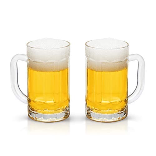 COKTIK 2 Pack Heavy Large Beer Glasses with Handle - 14 Ounce Glass Steins, Classic Beer Mug glasses Set