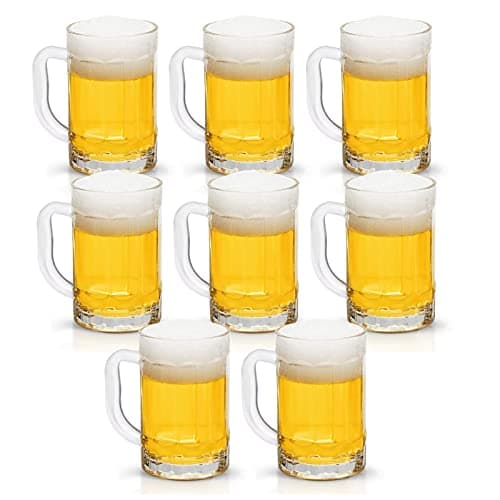 COKTIK 8 Pack Heavy Large Beer Glasses with Handle - 14 Ounce Glass Steins, Classic Beer Mug glasses Set