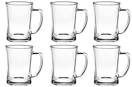 TUSAPAM 6 Pack Heavy Large Beer Glasses with Handle - 22 Ounce Glass Beer Steins, Traditional Beer Mug glasses Set