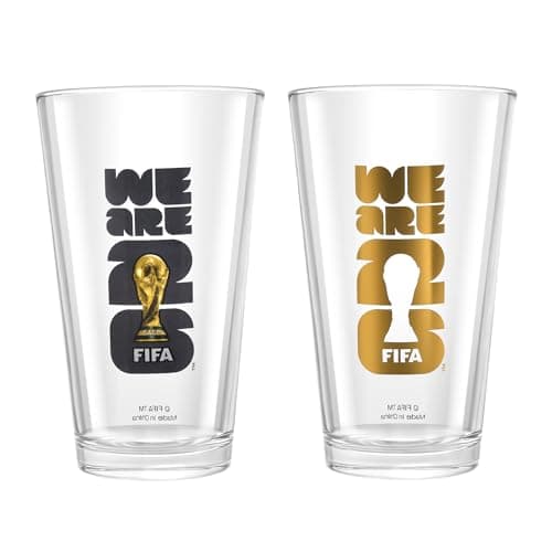 OFFICIALLY AUTHORIZED FIFA WORLD CUP 2026 EDITION COLLECTABLE PINT GLASS (Set of 2 BLK/GLD)