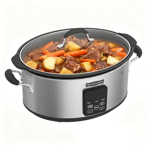 HOMECOOKIN Slow Cooker, Extra Large 10 Quart Digital Programmable Slow Cookers with Timer, Dishwasher Safe Glass Lid & Crock, Kitchen Appliance for Families and Gatherings, Stainless Steel
