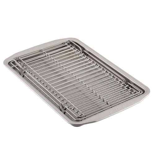 Circulon Bakeware Baking Sheet/Cookie Pan and Cooling Rack Set, 3 Piece, Gray