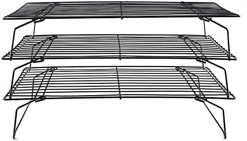 Cooling Rack, 3-Tier Stainless Steel Stackable Baking Cooking Cooling Racks for Cooling Roasting Grilling, Collapsible & Heavy Duty, Oven & Dishwasher Safe