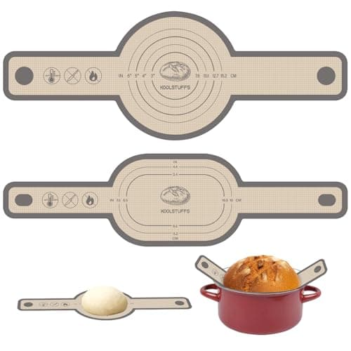 Koolstuffs Silicone Bread Sling Oval and Round, 2 PCS Nonstick＆Reusable Bread Baking Mats, Easy-To-Clean Dutch Oven Liners, Sourdough Bread Baking Supplies