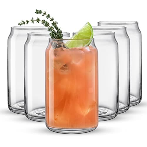 JoyJolt Drinking Glass Cups Set of 6-16oz