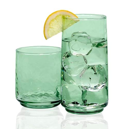 Anchor Hocking Fern Green Brockhill Drinking Glasses (16-Pieces, 12-ounce and 18-ounce, dishwasher safe)