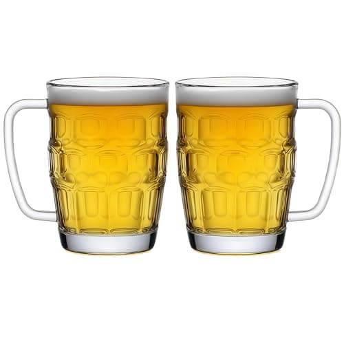 Komost 22oz Plastic Beer Mugs with Handles Set of 2, Clear Resuable Beer Stein Drinking Cups for Freezer, Ideal for Party Bar Home Hotel