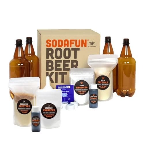 SodaFun - Classic Root Beer Bonus kit with Bottles - Complete Starter Kit, Equipment and Supplies Plus (2) Bonus Recipe - Includes (2) 1 Gallon Batches