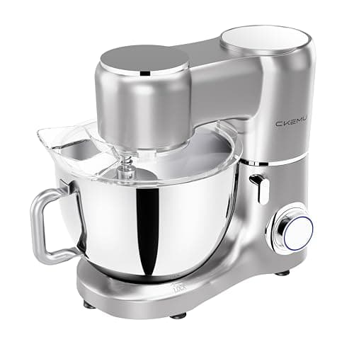CKEMU Stand Mixer, 9-Quart Stainless Steel Bowl, 660W Professional Power, Multiple Speed Options, Sturdy Design, Easy to Clean, Lifetime Support, SM-1550(Silver)