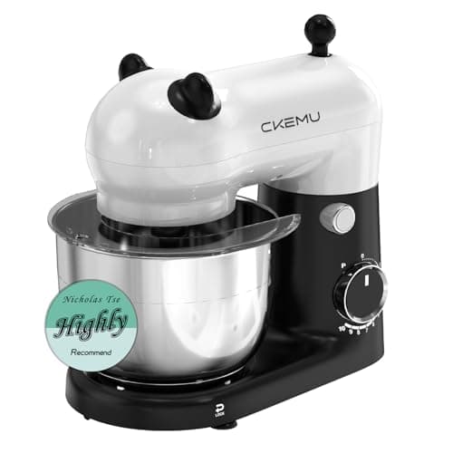 CKEMU Stand Mixer, Compact & Space-Saving, Stainless Steel Bowl, Unique & Playful Design, Effcient Motor, Dishwasher-Safe Attachments, SM-2549A (Panda)