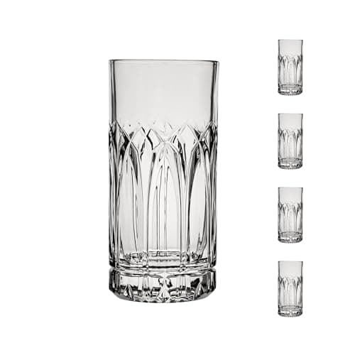 Ocean by Anchor Hocking Traze Past Highball Glasses (4-Pieces), 12-ounce, Dishwasher Safe