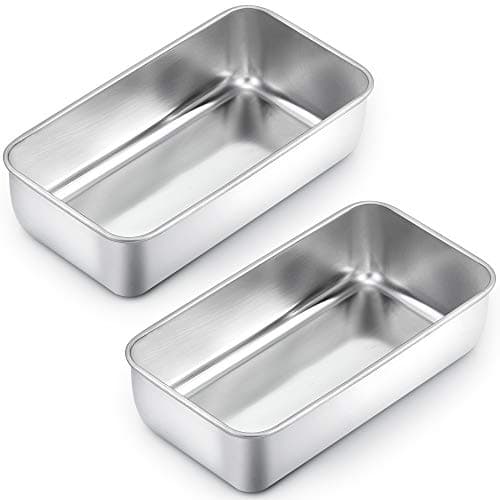 TeamFar Loaf Pans for Baking Bread, 9 × 5 Inch Stainless Steel Loaf Bread Pans Tins for Homemade Brownies, Healthy & Sturdy, Oven & Dishwasher Safe - Set of 2