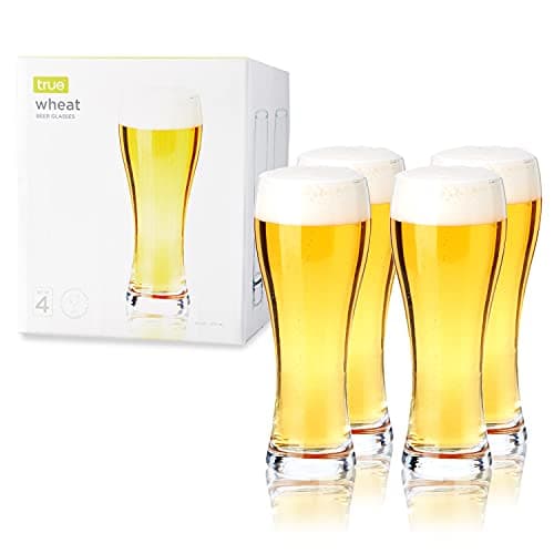 TRUE Wheat Beer Glasses, Clear Glasses for Pilsner, Belgian Ales, and Craft Beers, Birthday Party, Holiday, Game Night, Beer Gifts for Men, Durable Home Bar Glassware, 23 oz, Set of 4