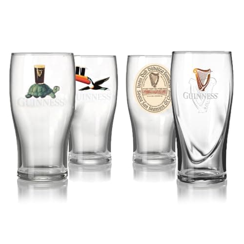 Guinness Pint Glass Gift Set – 4 Pack | Official Merchandise | Classic Irish Pub Barware | Beer Glass Gift for Collectors & Fans