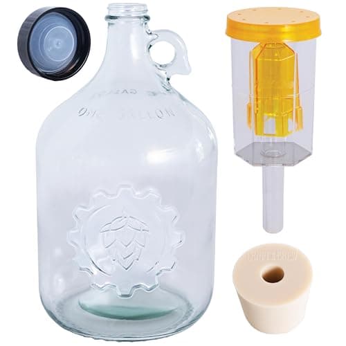 Craft A Brew - 1 Gallon Beer Brewing Jug - With Cap, Rubber Stopper & 3-Piece Airlock - For At-Home Beer Brewing - Increase Output - Extra Fermenting Supplies - Ideal for 1 Gallon Batches