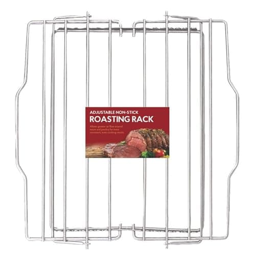 HIC Kitchen Roasting Adjustable Baking Rack, Chrome-Plated Steel, Adjusts to 7 Different Positions, 11.5 x 10.5 x 0.5-Inches