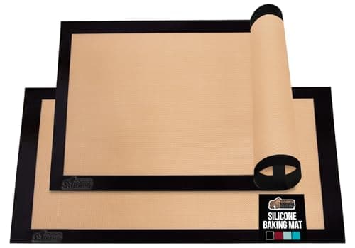 GORILLA GRIP Reusable Nonstick Silicone Baking Mat, 2-Pack, 16.5x11.87, Half Sheet, BPA-Free Oven Safe Food Liner for Cookie Sheets, No Mess Easy Clean Pastry Mats, Kitchen Baking Essentials, Black