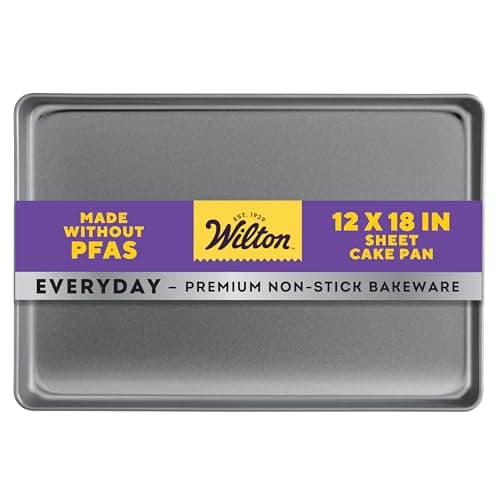 Wilton Everyday Non Stick 12 x 18 Inch Baking Sheet Cake Pan, Easy Release Bakeware for Layer Cakes, Cheesecake and Everyday Baking, Aluminized Steel