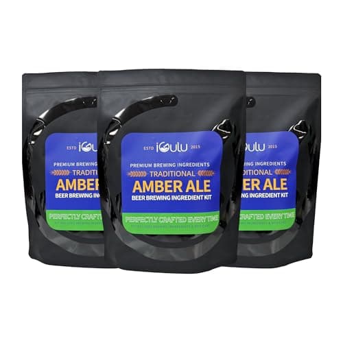 iGulu One Gallon Craft Beer Brew Ingredient Kit Traditional Amber Ale ABV: 5~5.5% vol (3-Pack, Traditional Amber Ale)