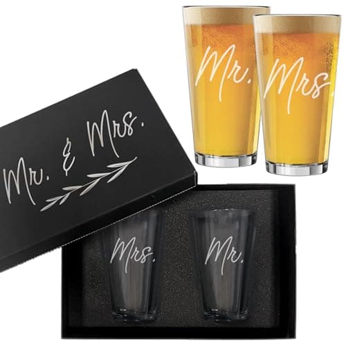 My Personal Memories Mr and Mrs Whiskey Glasses, Beer Glasses, Wine Glasses Gift Set of 2 (Beer Pint Glasses Set of 2)