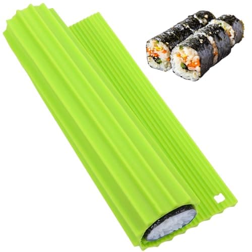 1Pcs Sushi Making Kit, Premium Silicone Sushi Rolling Mat for Homemade DIY, Beginner, Kids Non-stick Reusable Plate Mat, Kitchen Cooking 8.6x7.8 Inch(Green)